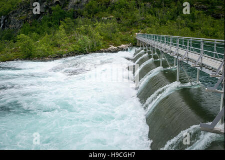 Kjosfossen-Wasserfall-dam, Norwegen Stockfoto