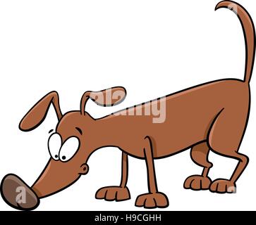 Cartoon-Illustration von Sniffing Hund Tieren Charakter Stock Vektor