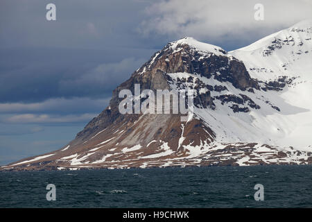 Alkhornet, verwandelt Carbonat Rock und Seevogel-Kolonie im Isfjorden, Spitzbergen / Svalbard Stockfoto