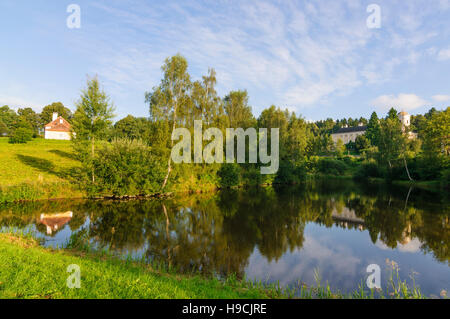 Zwettl: Karpfenteich, Schloss Rosenau Schloss, Waldviertel, Niederösterreich, Niederösterreich, Österreich Stockfoto