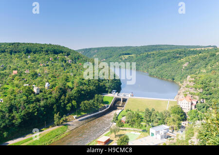 Znojmo (Znaim): Blick von der Burg Auf Einen Stausee der Dyje (Thaya), Jihomoravsky, Südmähren, Süd-Mähren, Tschechische Stockfoto