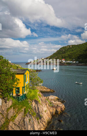 Die Hafeneinfahrt und Fort Amherst aus der Batterie, St. John's, Neufundland und Labrador, Kanada. Stockfoto