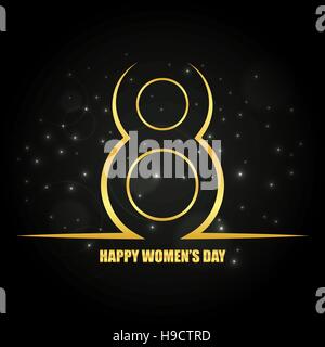 8 März. Golden International Women Tag Grußkarte für Ihre Konstruktion Stock Vektor