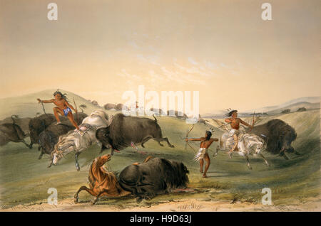 George Catlin (1794-1872) Büffel jagen - 1844 Stockfoto