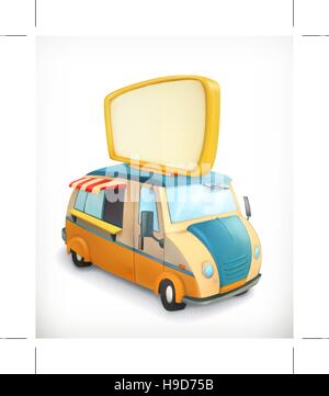 Auto mit Banner, Lebensmittel-Warenkorb, Vektor Grafikelement Stock Vektor