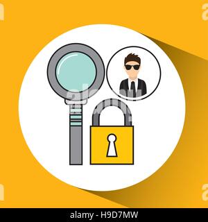 Charakter-Mann geschützten digitalen Suche Vektor Illustration Eps 10 Stock Vektor