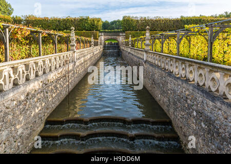 Kanal des Schlosses Château de Villandry (zentral-westlichen Frankreich) Stockfoto