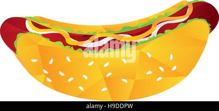Isolierte geometrische Hot-Dog, Fast-Food-Vektor-illustration Stock Vektor