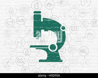 Wissenschaft-Konzept: Mikroskop auf Wand Hintergrund Stockfoto