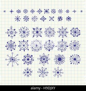 Hand-gezeichnet Schneeflocken set Stock Vektor