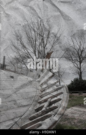 Verlassene Holzboot Stockfoto