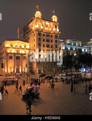 China, Shanghai, Bund, Bank von Taiwan, North China Daily News, Chartered Bank Gebäude, historische Architektur, Stockfoto