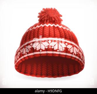 Rote Wintermütze. 3D Vektor icon Stock Vektor