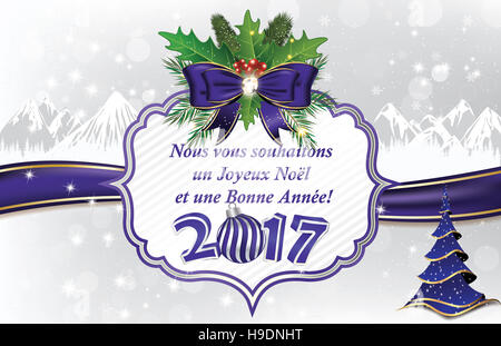 Nous Vous Souhaitons un Joyeux Noël et Une Bonne Année - Carte de Voeux Pour Les Vacances d ' hiver Stockfoto