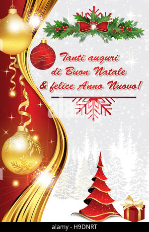 Tanti Auguri di Buon Natale & Felice Anno Nuovo! -Biglietto d'auguri. Colori di stampa Stockfoto