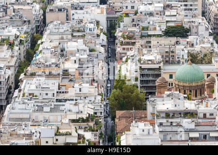 Luftaufnahme von Athen. Athen ist die Hauptstadt von Griechenland und es ist eine der ältesten Städte der Welt Stockfoto