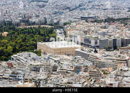 Luftaufnahme von Athen. Athen ist die Hauptstadt von Griechenland und es ist eine der ältesten Städte der Welt Stockfoto