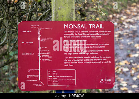 Editorial-Bildern von der Tourist-Information Wegweiser an einem Ende des Monsal Weges in Bakewell Derbyshire. Stockfoto