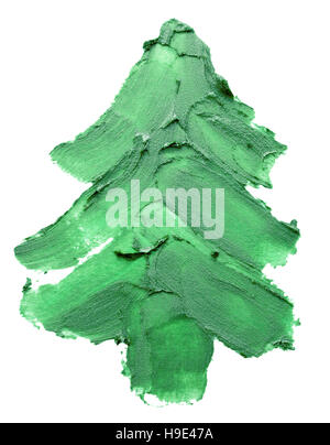 Weihnachtsbaum grün malt Strich auf dem weißen Hintergrund isoliert. Stockfoto