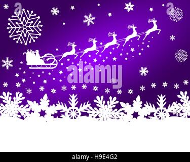 Weihnachtsmann im Schlitten fährt in das Rentier Stock Vektor