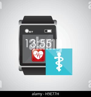 smart Uhr Gesundheit medizinische Symbol Vektor Illustration Eps 10 Quadrat Stock Vektor