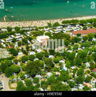 Luftaufnahme, Camping La Quercia Lazise, Wohnwagen, Gardasee, Lago di Garda, Lazise, Nord-Italien, Veneto, Italien, IT Europe Stockfoto