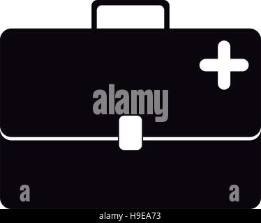 schwarze Silhouette mit erste-Hilfe-Kit-Vektor-illustration Stock Vektor