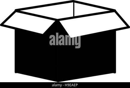 Silhouette monochrom mit Box Karton geöffnet Vektor-illustration Stock Vektor