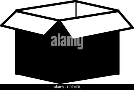 Silhouette monochrom mit Box Karton geöffnet Vektor-illustration Stock Vektor