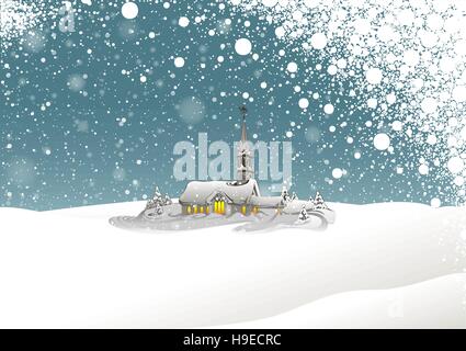 Winterlandschaft und schneit Stock Vektor