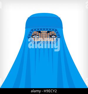 Muslimische Frau in blauen Burka. Vektor-Illustration - Eps 8 Stock Vektor