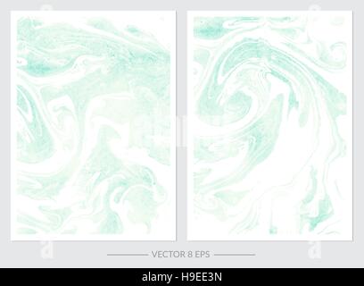 Vektor. Satz von Hand gezeichnet Aquarell Marmor Texturen. Satz Karten mit sanften Marmor Texturen für ihr Design, Logo, Postkarte, Einladung Stock Vektor
