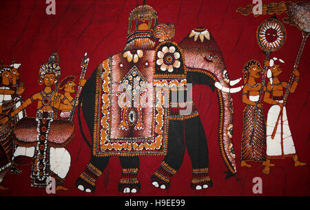 Elefant Batik Sri Lanka zeigt Kandy Esala Perahera Stockfoto