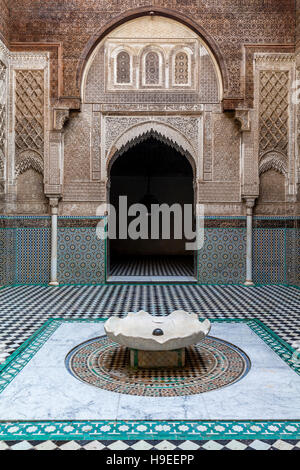 El-Attarine Medersa, Fez El Bali, Fes, Marokko Stockfoto