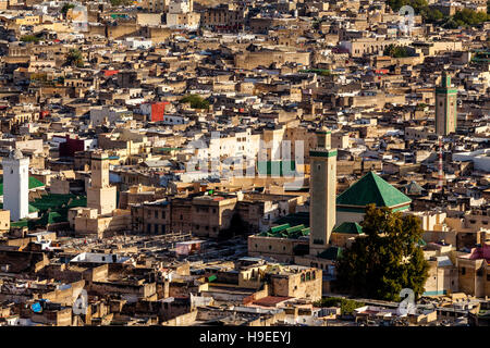 Ein Blick von der Medina (Fes el Bali) von Borj Nord, Fes, Marokko Stockfoto