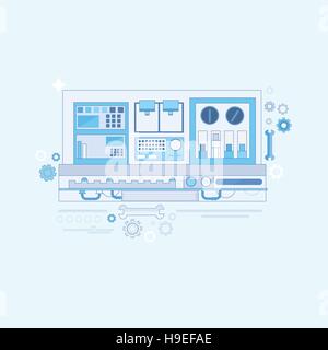 Industrielle Automation Industrie Produktion Web Banner dünne Linie Stock Vektor