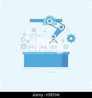 Intelligente Fördertechnik Industrieautomation Industrie Produktion Web-Banner Stock Vektor