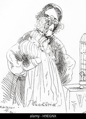 Victoria, Prinzessin Royal, 1840-1901.  Tochter von Königin Victoria und zukünftige deutsche Kaiserin und Königin von Preußen durch Heirat mit deutscher Kaiser Frederick III. Nach einer Radierung von ihrer Mutter datiert Königin Victoria 1841. Stockfoto