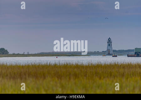 Cockspur Insel-Leuchtturm in der Nähe von Tybee Island Sümpfe Stockfoto