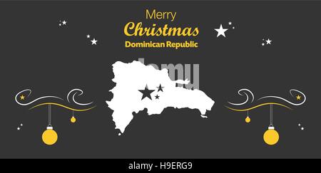 Frohe Weihnachten Abbildung Thema mit Karte der Dominikanischen Republik Stock Vektor