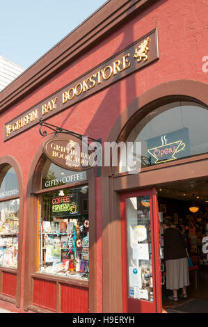 Der Griffin Bay Buchhandlung in Friday Harbor, San Juan Island, Washington, USA. Stockfoto
