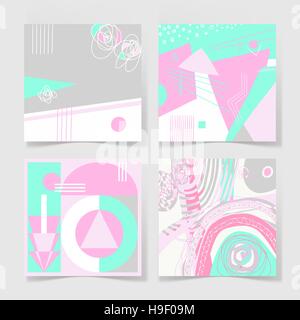 Satz von 4 Poster mit abstrakten trendige Muster Hintergrund Stock Vektor