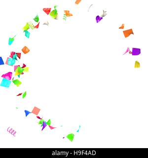 Bunte Konfetti fliegen in einem Kreis. Isolierten weißen Hintergrund. 3D illustration Stockfoto