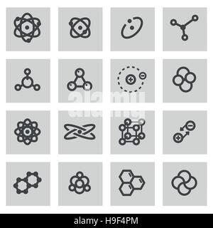 Vektor-Linie Atom Icons set auf grauem Hintergrund Stock Vektor