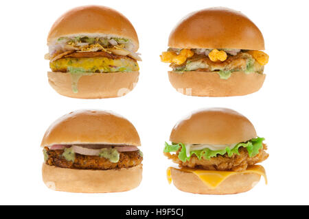 Vier Mini-Format-Burger Stockfoto