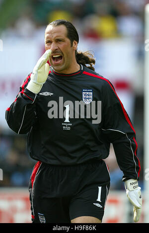 DAVID SEAMAN ENGLAND & ARSENAL FC ECOPA Stadion SHIZUOKA JAPAN 21. Juni 2002 Stockfoto