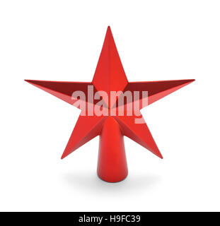 Red Star christmas tree Topper auf weißem Hintergrund. Stockfoto