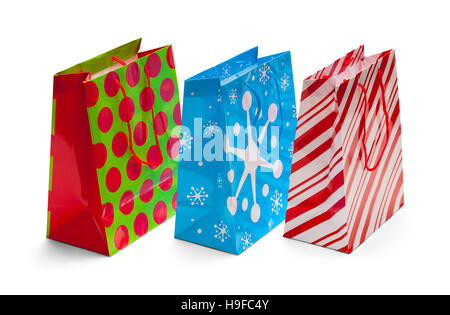 Urlaub Weihnachten Taschen auf weißem Hintergrund. Stockfoto