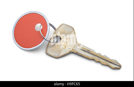 Autoschlüssel und Tag, Isolated on White Background. Stockfoto