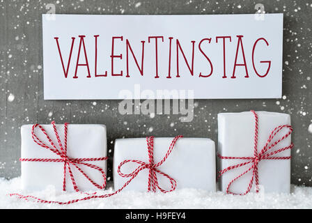Weiße Geschenk, Schneeflocken, bedeutet der Valentinstag Valentinstag Stockfoto